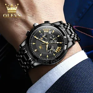 Olevs Men's Waterproof Watches Stainless Steel Waterproof Chronograph