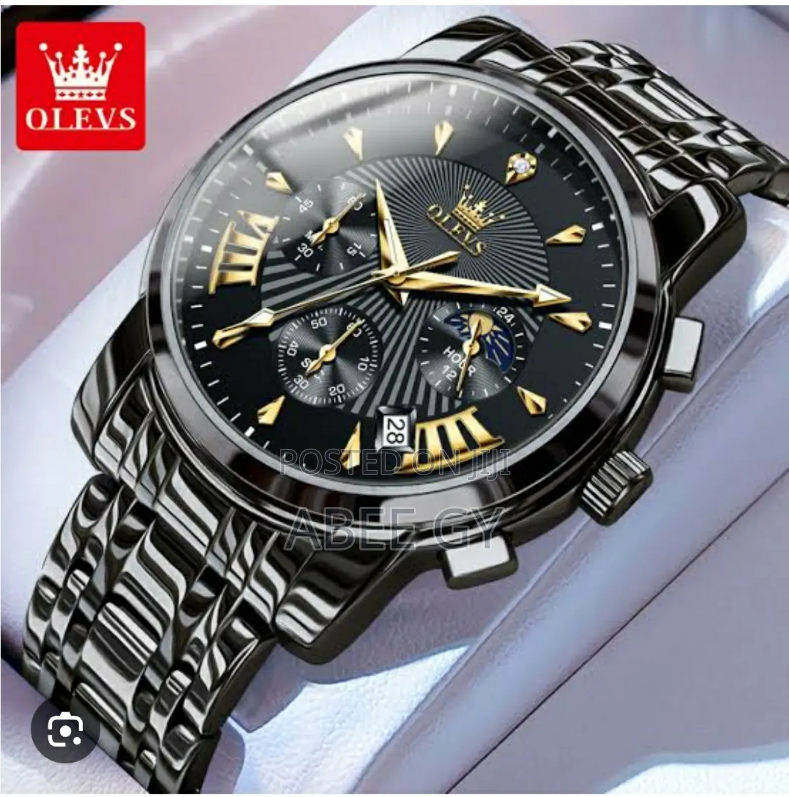 Olevs Men's Waterproof Watches Stainless Steel Waterproof Chronograph