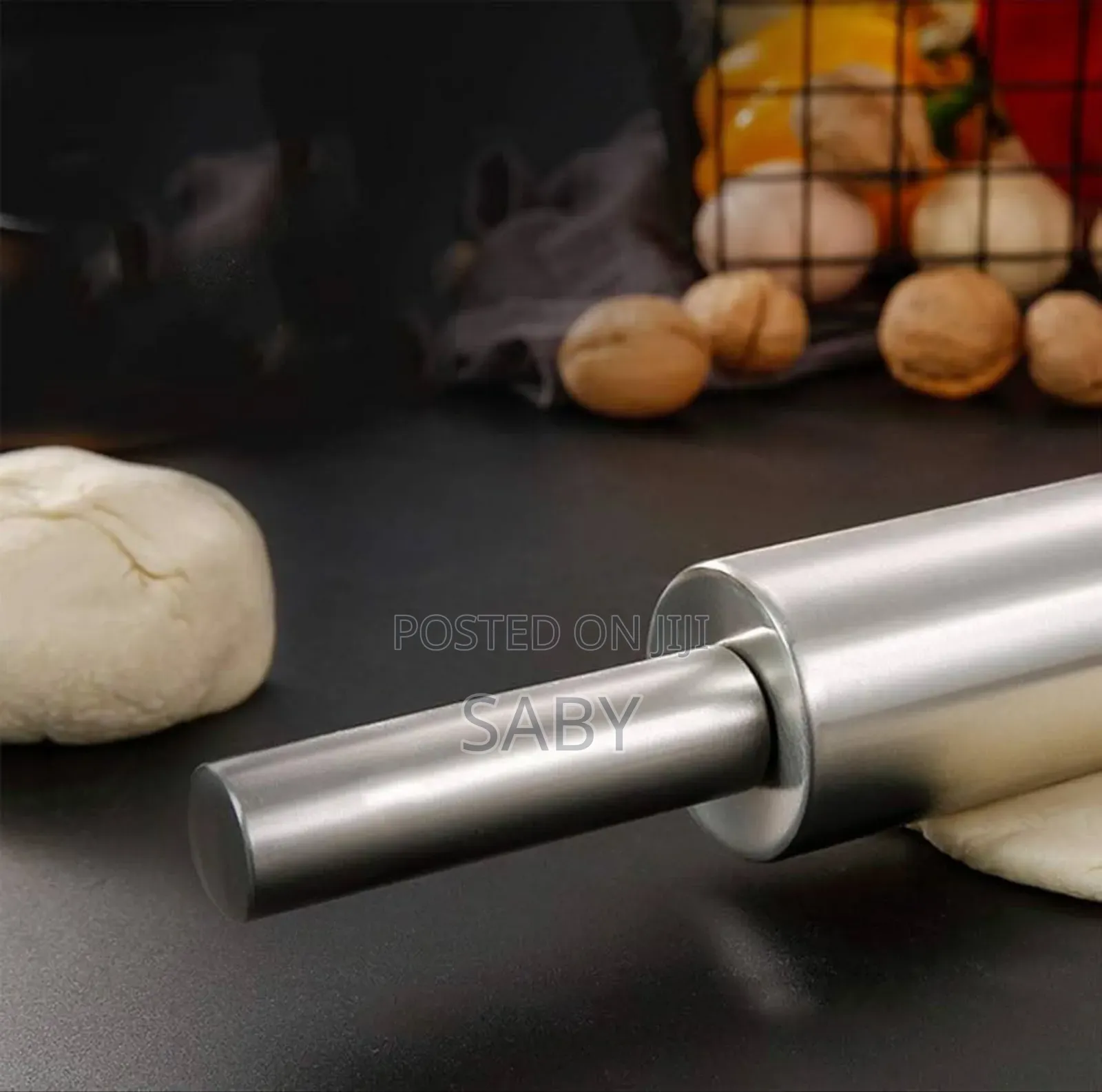 1pcs Stainless Steel Rolling Pin Handle Pastry Dough Flour Roller