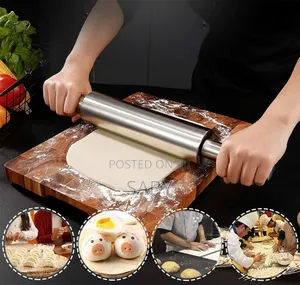 1pcs Stainless Steel Rolling Pin Handle Pastry Dough Flour Roller