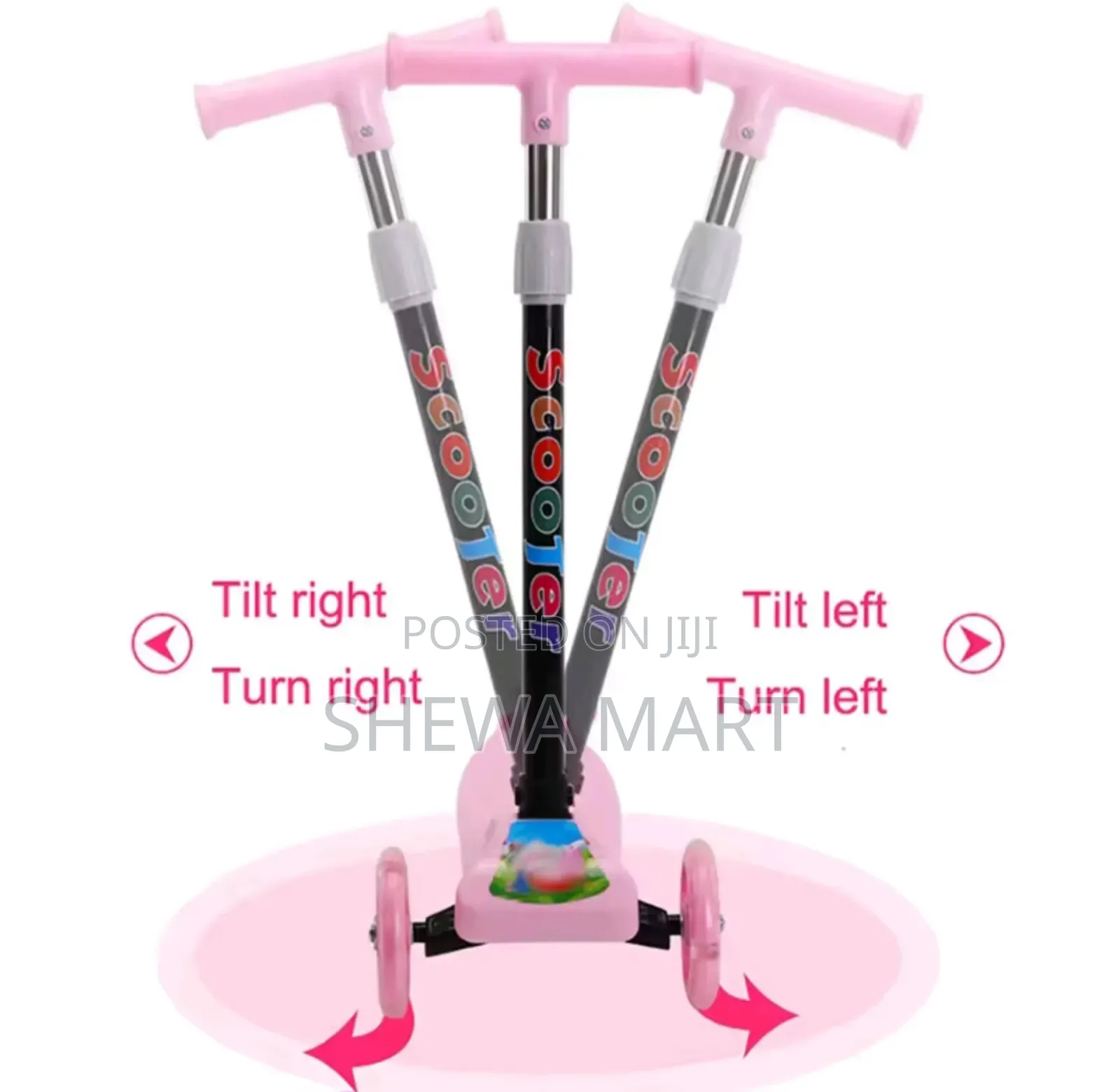 Illuminating Wheel Scooter for Kids, Adjustable Height Foldable Kick