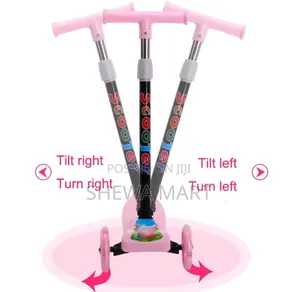 Photo - Illuminating Wheel Scooter for Kids, Adjustable Height Foldable Kick