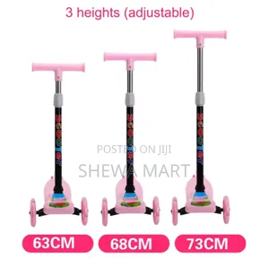 Illuminating Wheel Scooter for Kids, Adjustable Height Foldable Kick