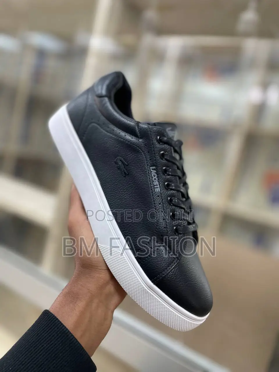 Authentikc Black Lacoste Men's Leather Sneakers
