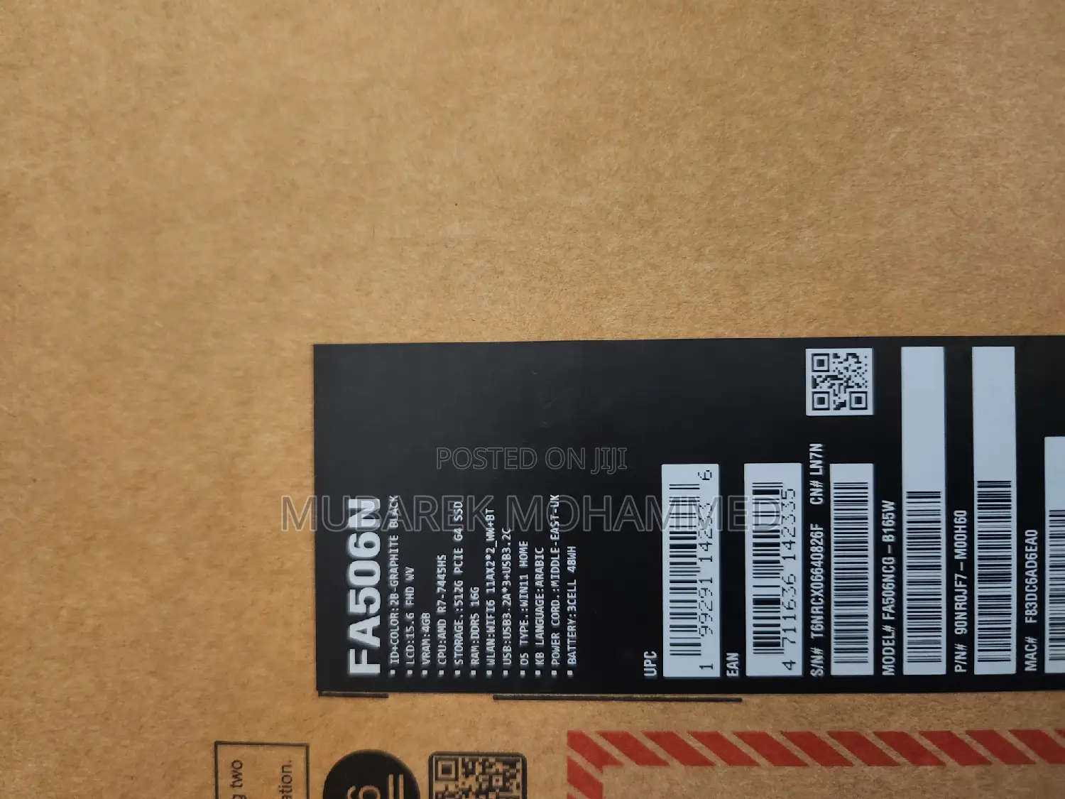 New Laptop Asus TUF Gaming A15 16GB AMD Ryzen 7 SSD 512GB