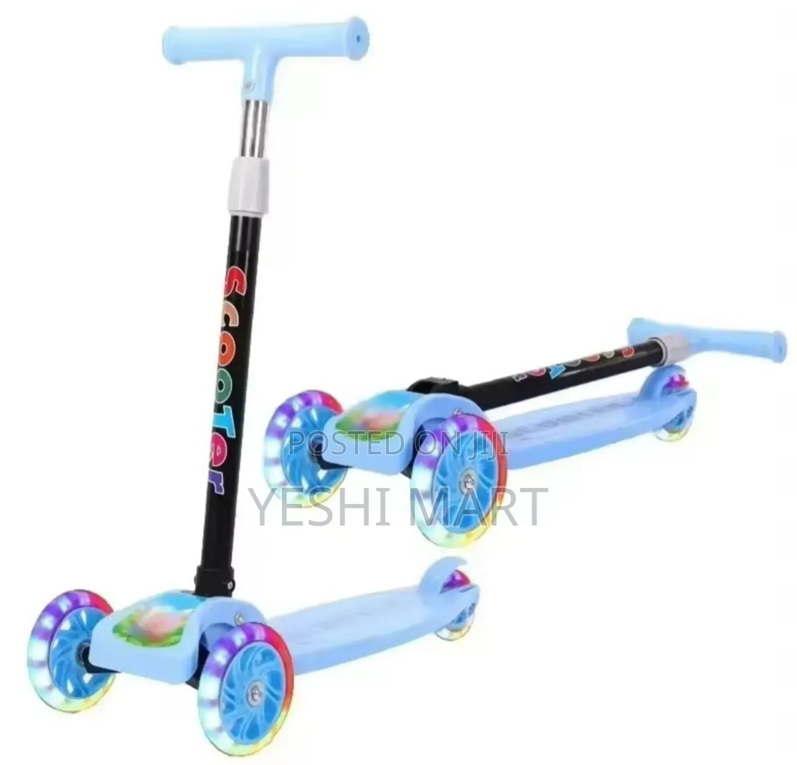 Illuminating Wheel Scooter for Kids, Adjustable Height Foldable Kick