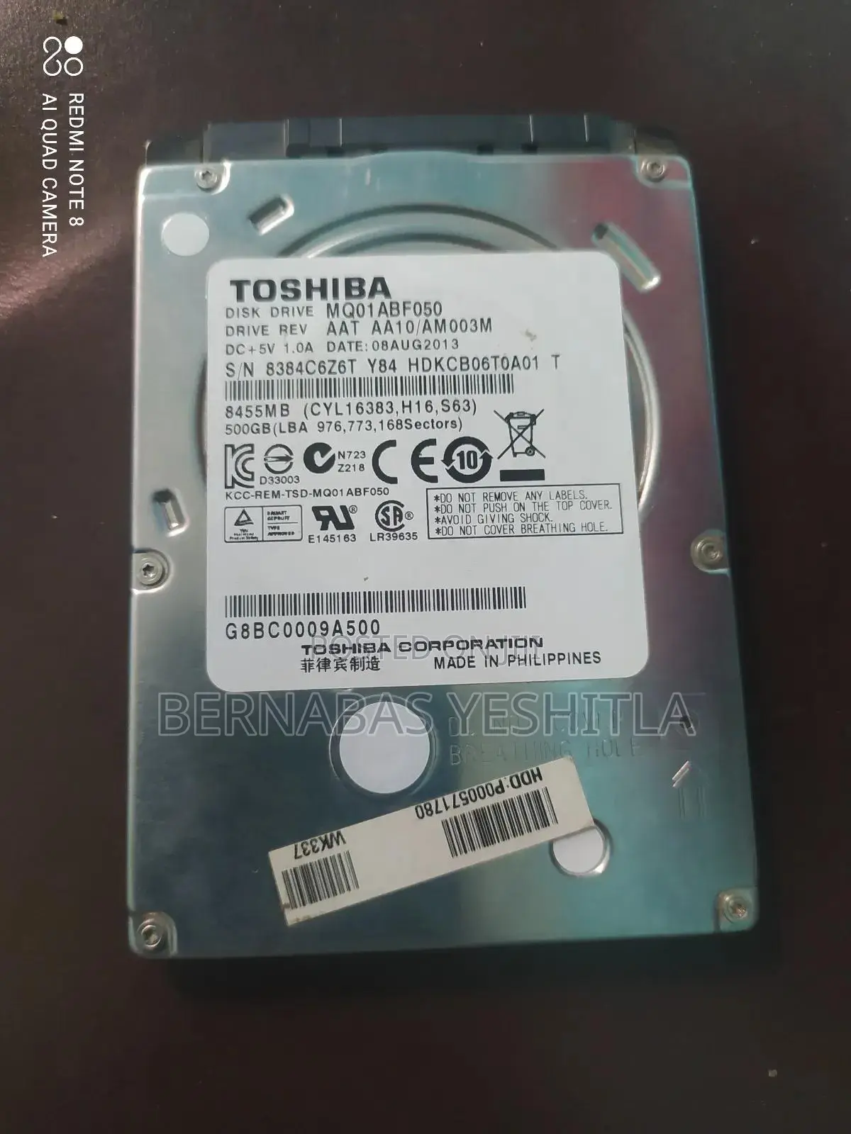 Toshiba Hard Disk 500 Gb