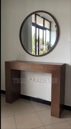 Photo - Custom Oak Finish Fluted Console Table With Drawers