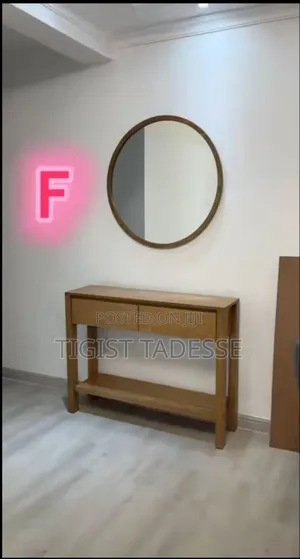 Custom Oak Finish Fluted Console Table With Drawers