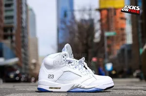 Photo - Air Jordan 5 Retro "Metallic White" Sneakers