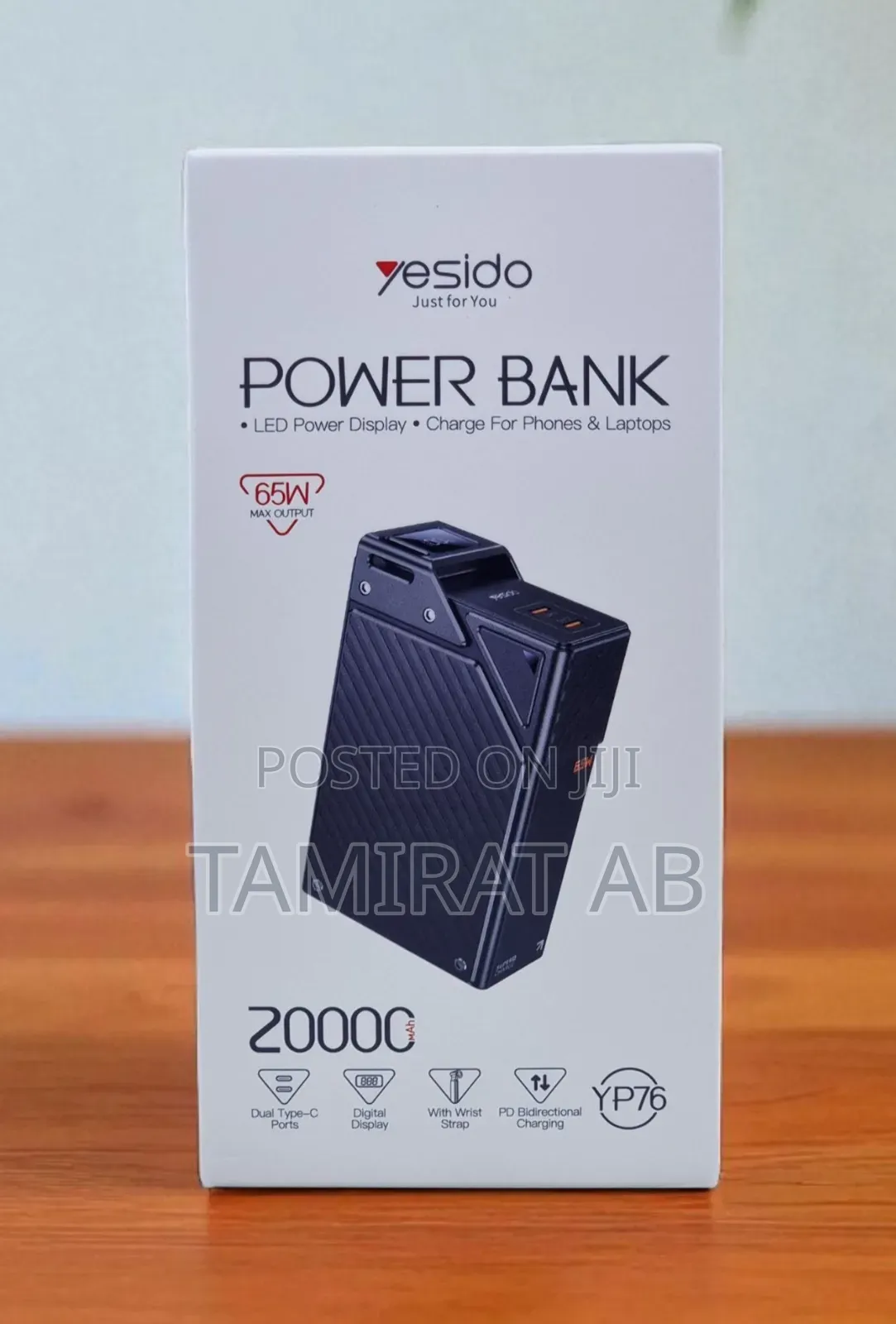 Yesido 20000mah Portable 65w Fast Charging Powerbank Smartphone/Laptop