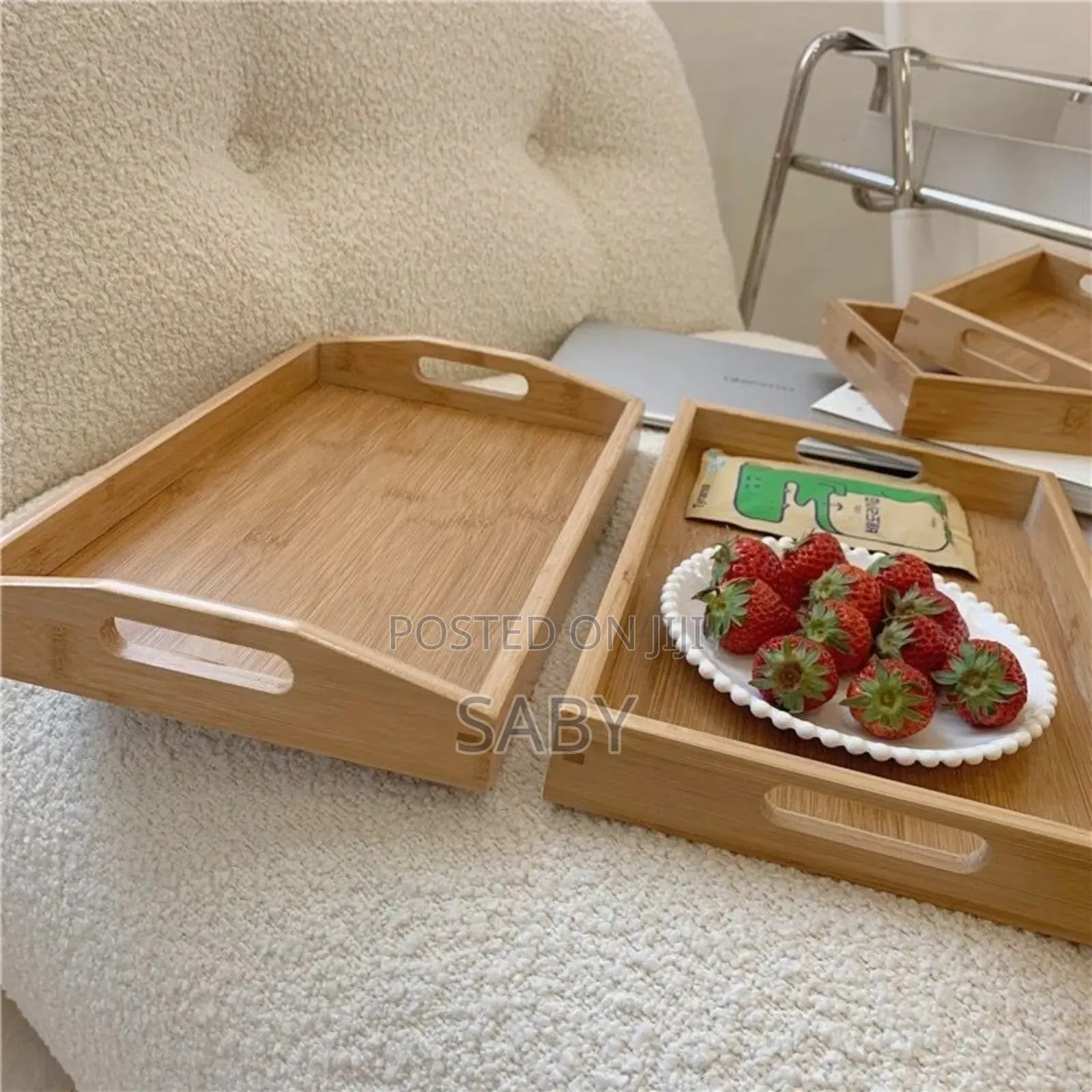 3 Piece Set Bamboo Serving Tray