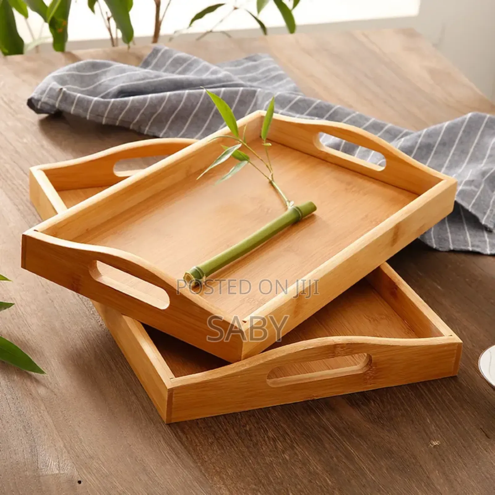 3 Piece Set Bamboo Serving Tray