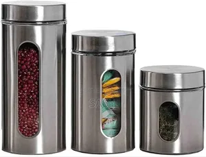 Photo - Stainless Steel Plated Glass Kitchen Canister,
