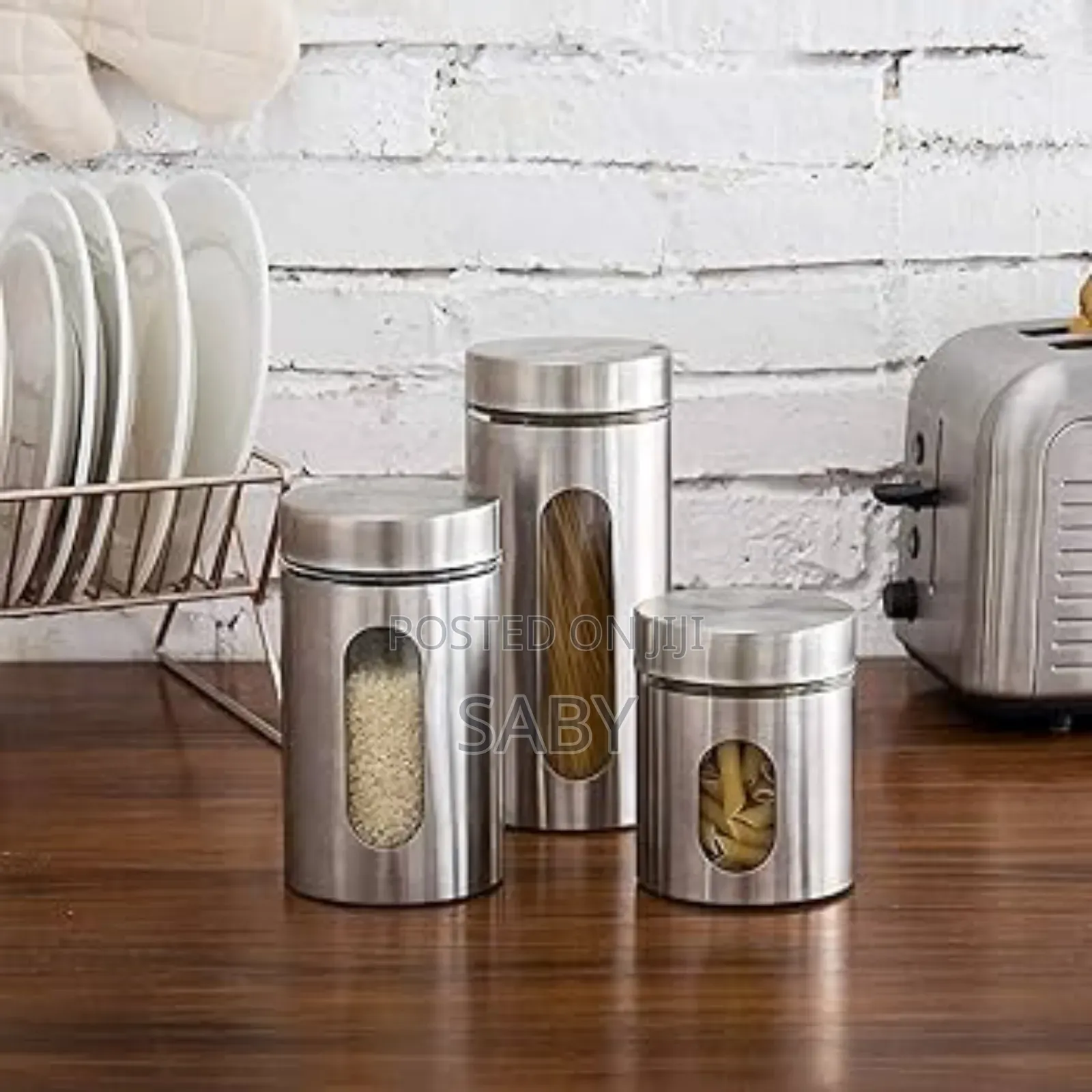 Stainless Steel Plated Glass Kitchen Canister,