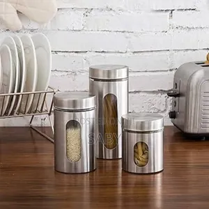 Stainless Steel Plated Glass Kitchen Canister,