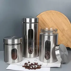 Stainless Steel Plated Glass Kitchen Canister,