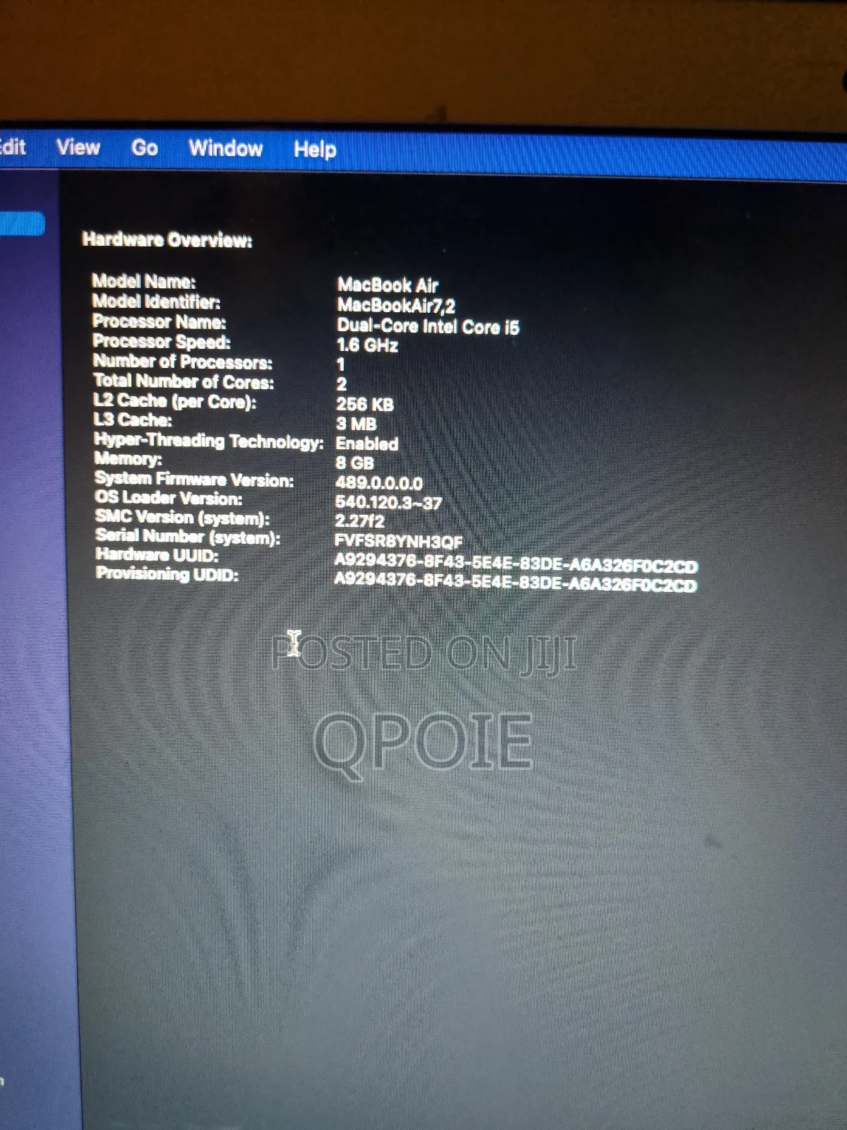 Laptop Apple MacBook Air 8GB Intel Core I5 SSD 256GB