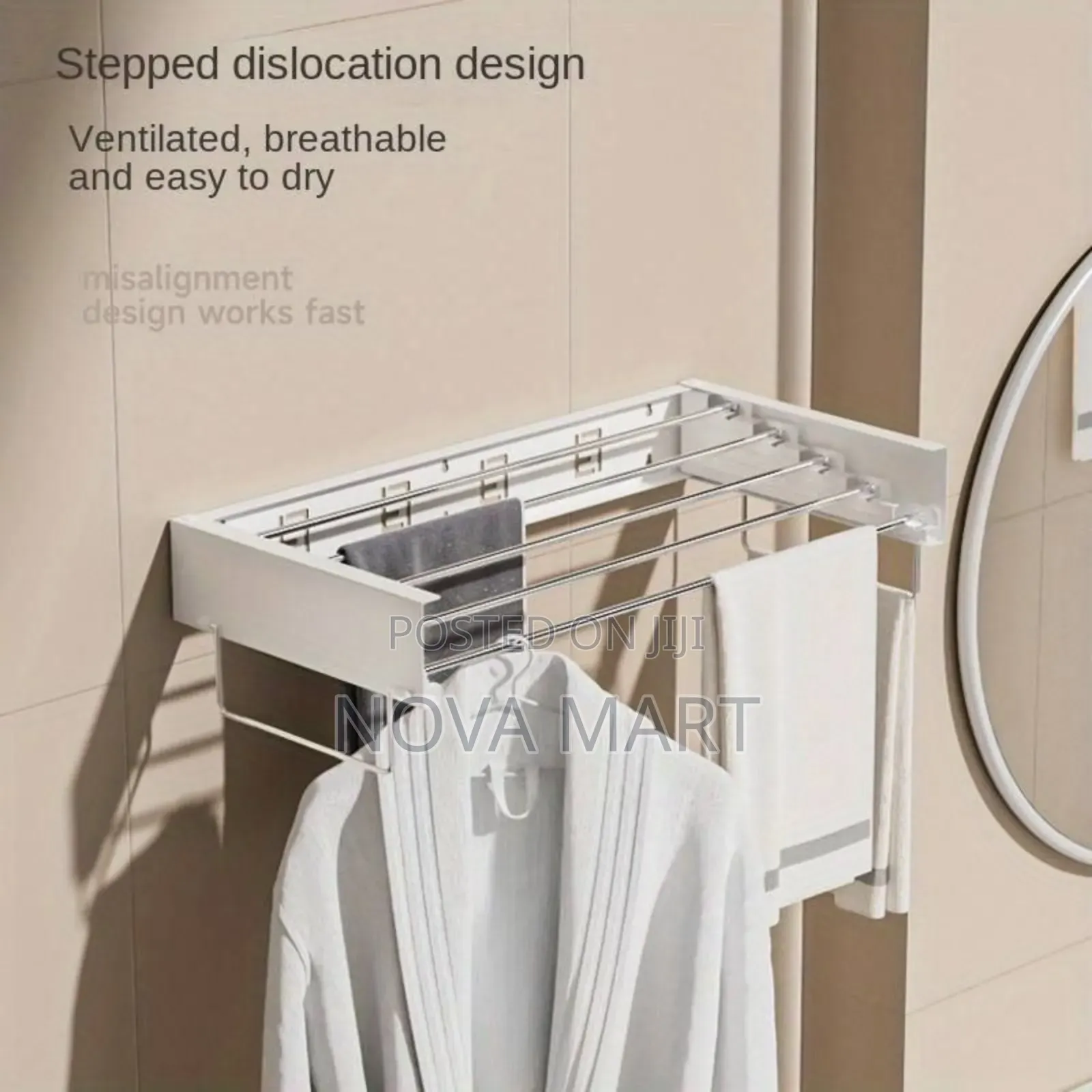Wall-Mounted, Collapsible Clothes Drying Rack