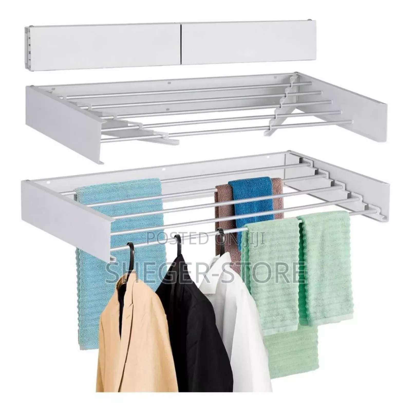 Wall-Mounted, Collapsible Clothes Drying Rack
