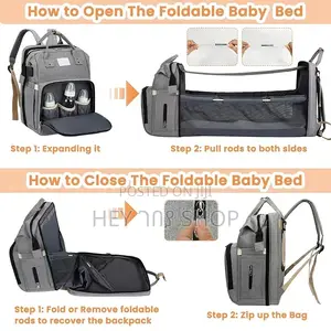 Baby Diaper Bag And Foldable Bed የህፃናት ዕቃ መያዣና ተጣጣፊ ማስተኛ ቦርሳ!