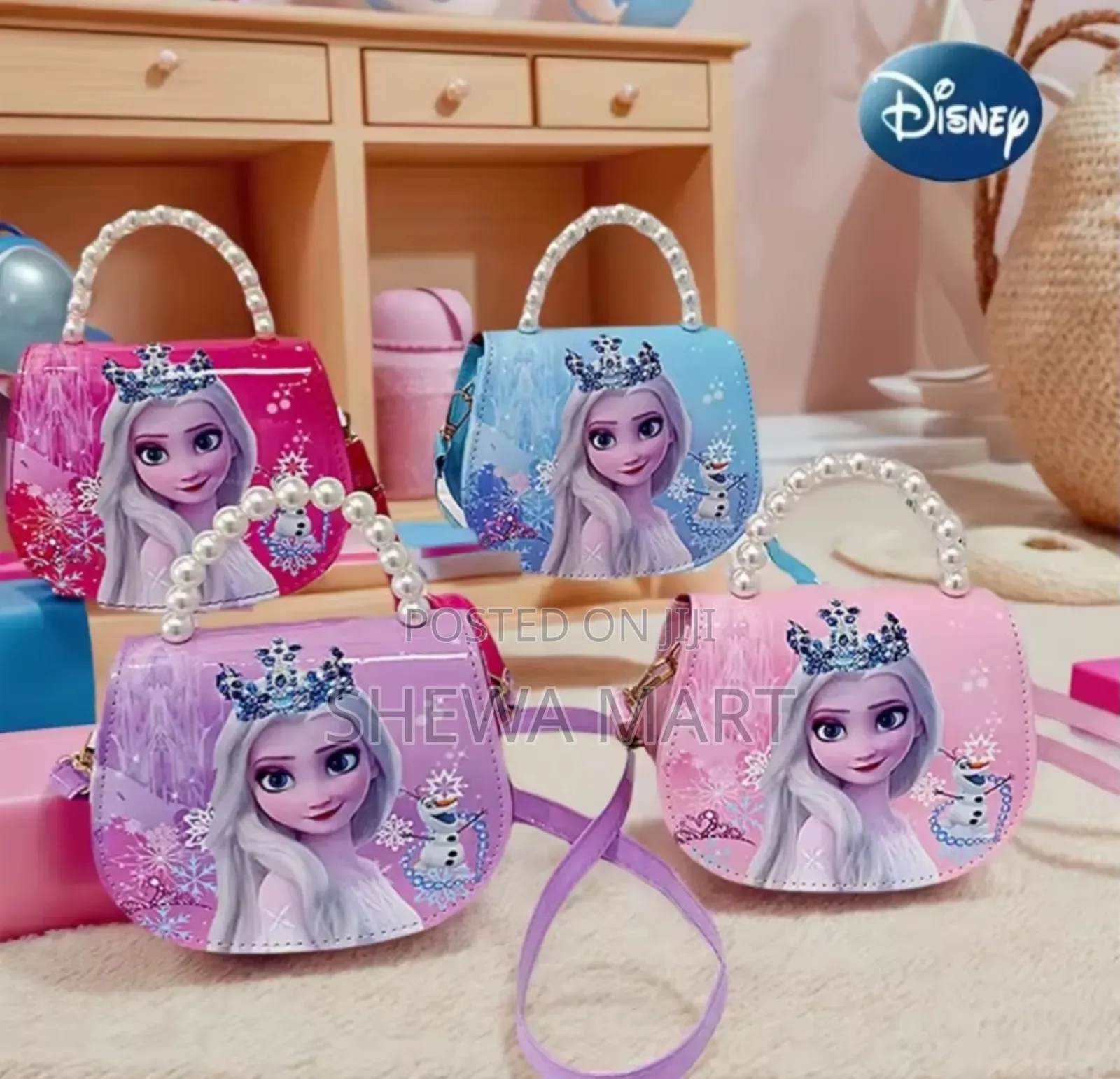 Disney Luxury Children's Shoulder Bag Frozen Pearl Handbag for Girl Ha