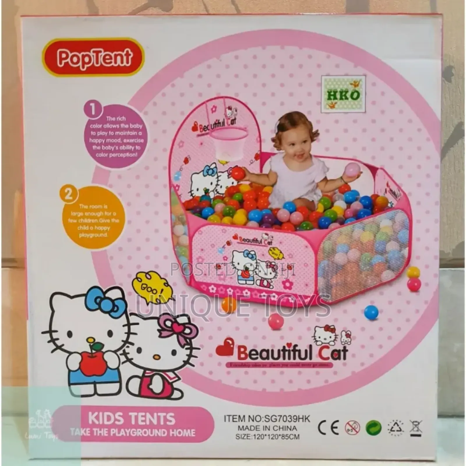 Pop-Up Ball Pool With Basketball Hoop - Hello Kitty Themed