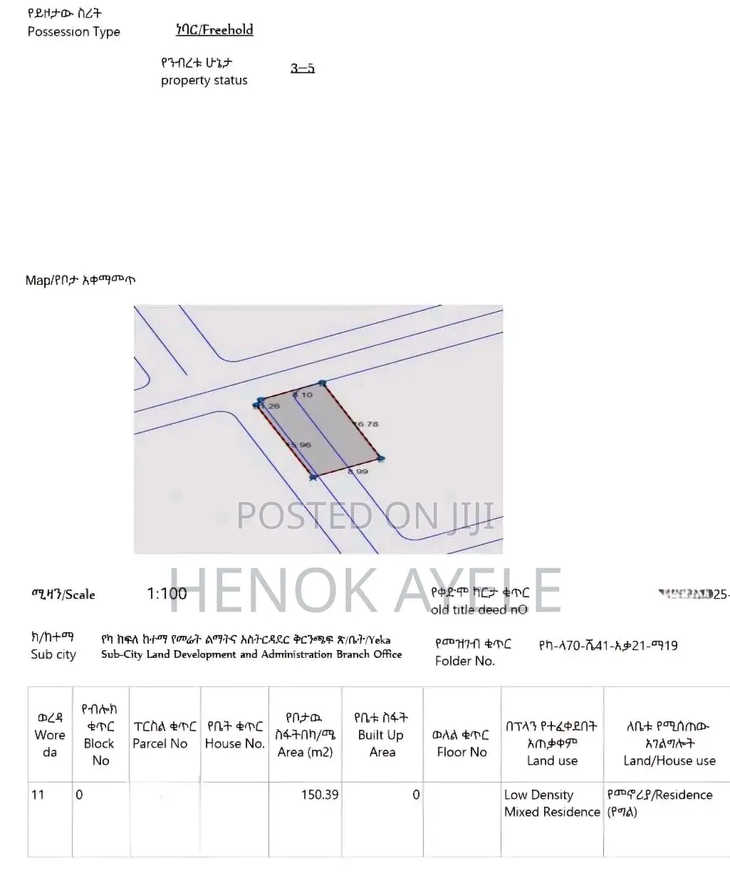 Land for Sale in Addis Ababa, Yeka Sub-City!