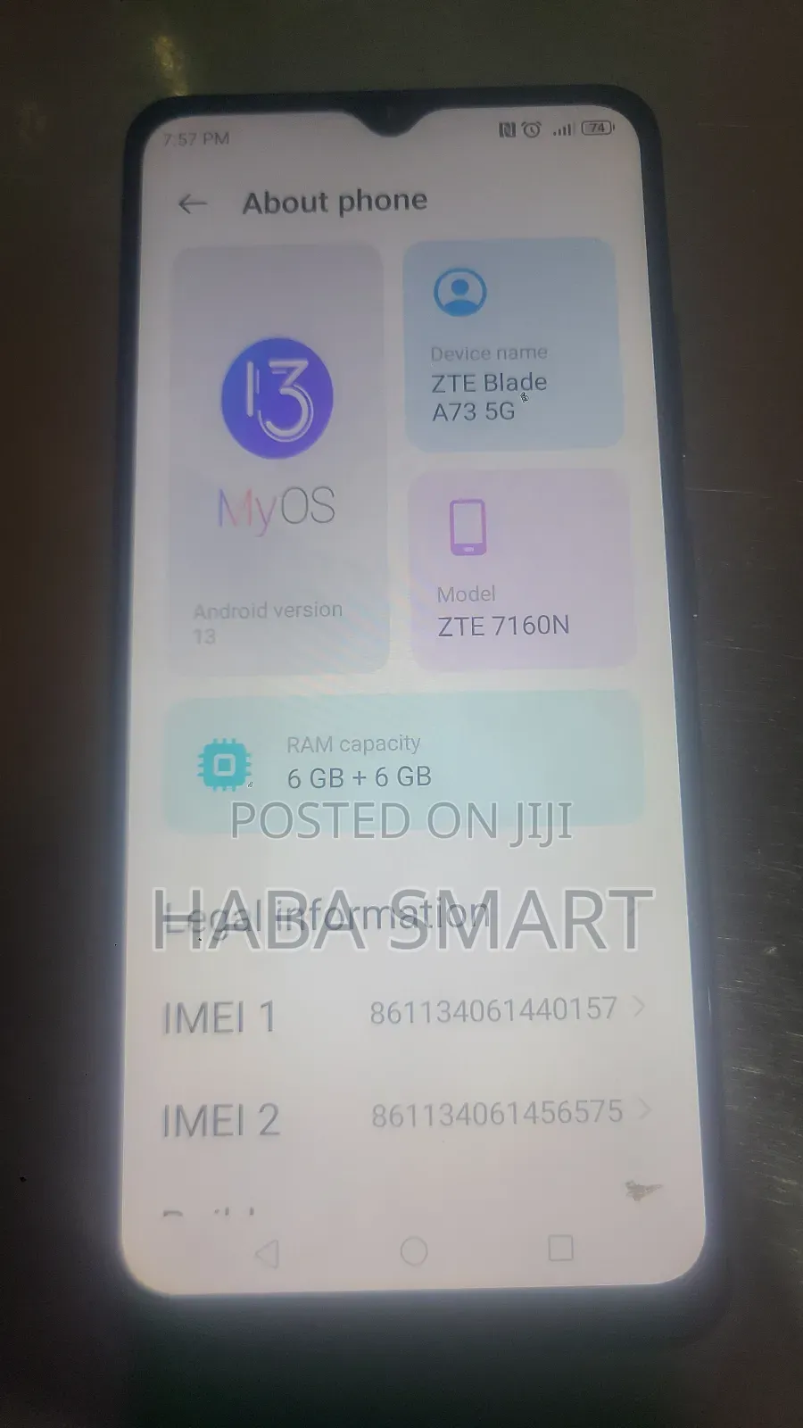 ZTE Blade A72 5G 128 GB Blue