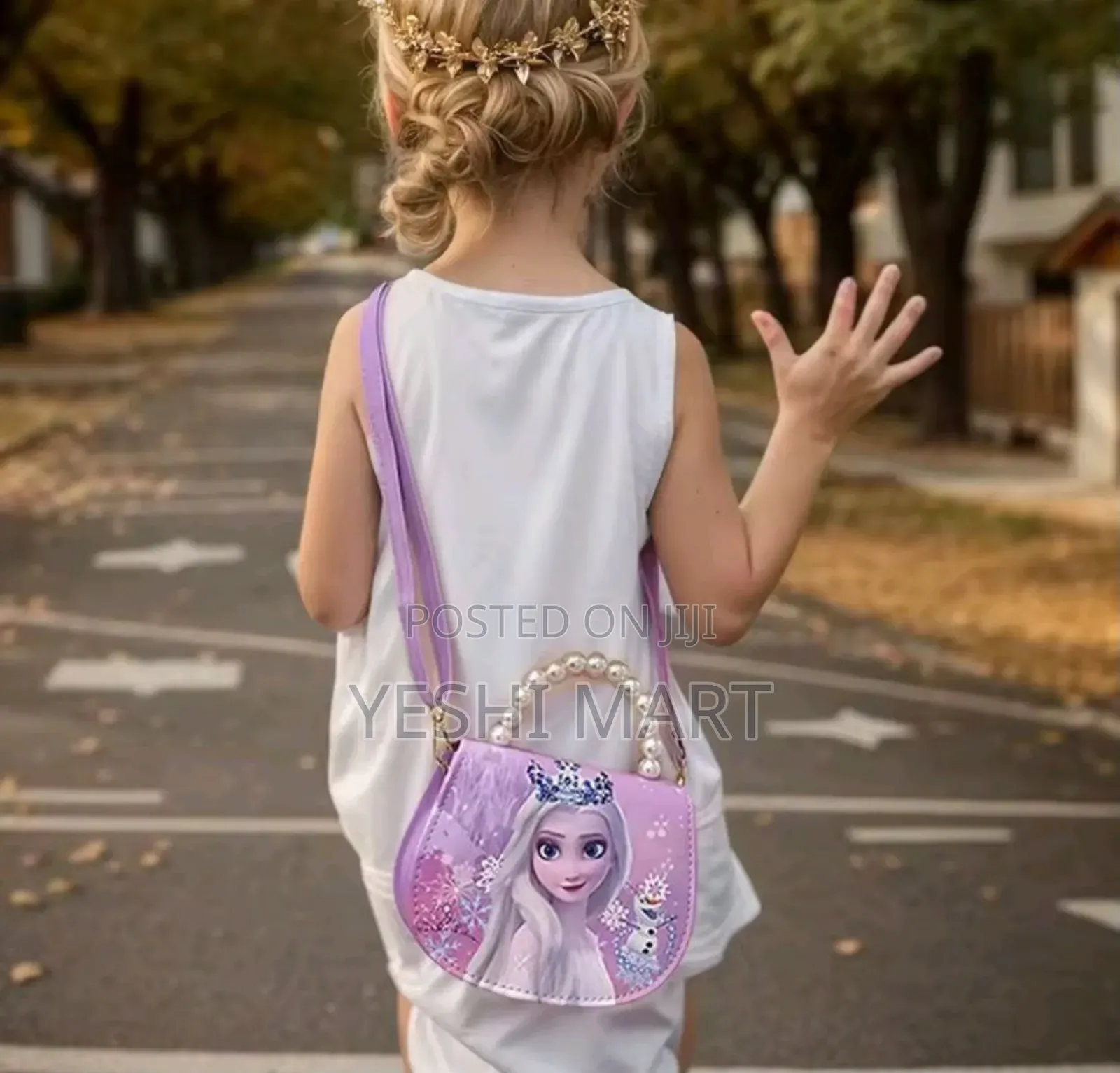 Disney Luxury Children's Shoulder Bag Frozen Pearl Handbag for Girl