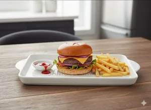 ሴራሚክ የበርገር የሳንዱች የችብስ ማቅረቢያ ሳህን