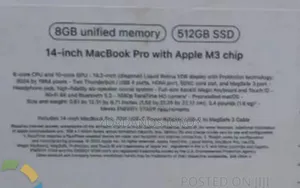 New Laptop Apple MacBook Pro 2024 M3 14-inch 8GB Apple M3 SSD 512GB