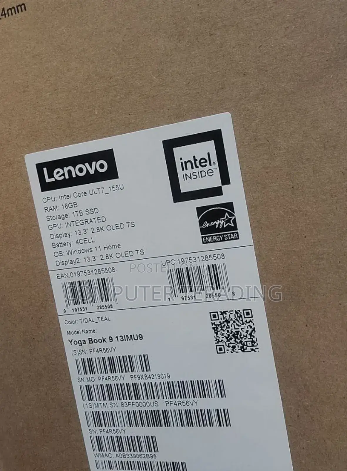 New Laptop Lenovo Yoga Book 9i 16GB Intel Core Ultra 7 SSD 1T