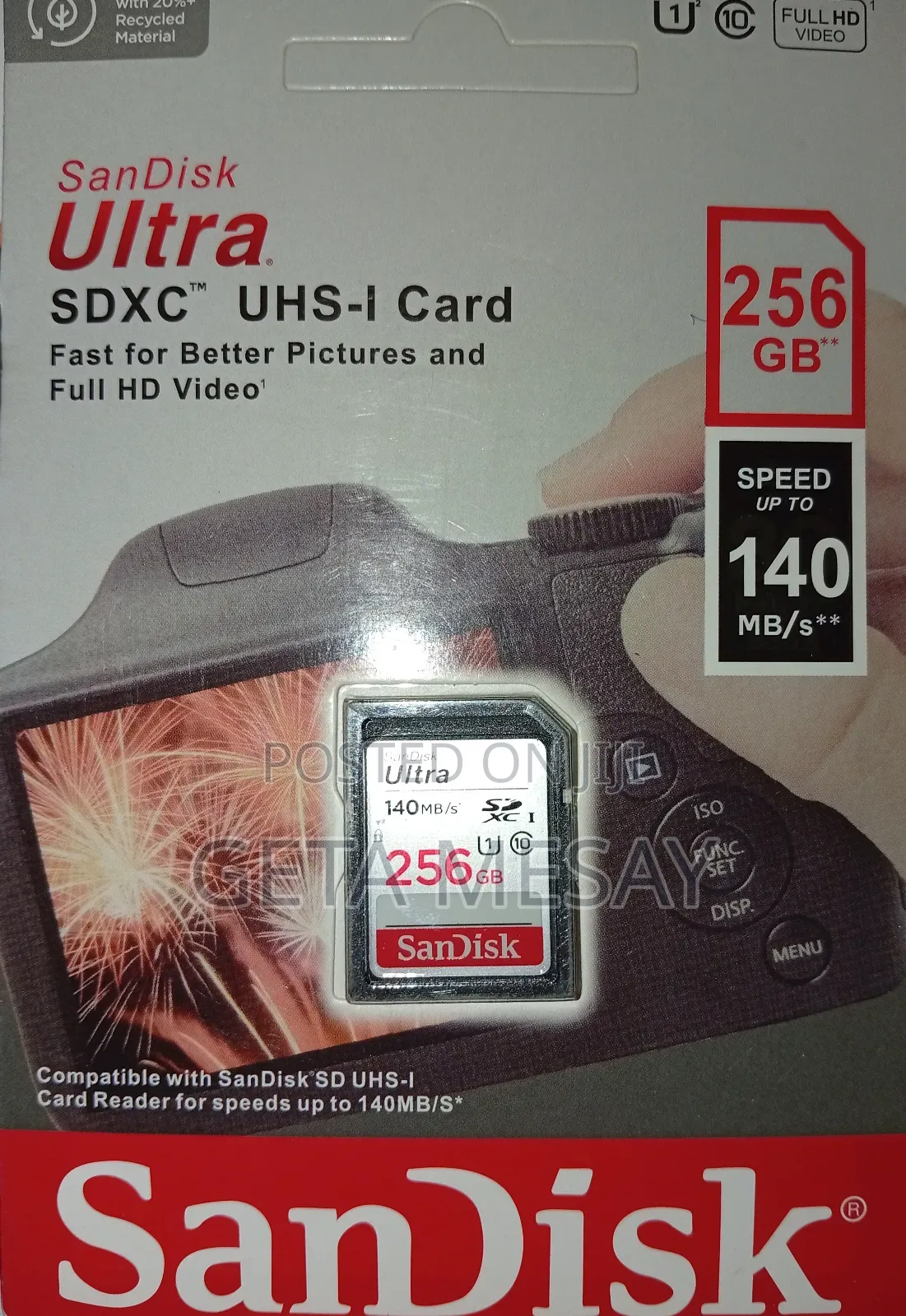 Sandisk Ultra 256gb SDXC Uhs-I Memory Card - 140mb/S, Class 10, U1