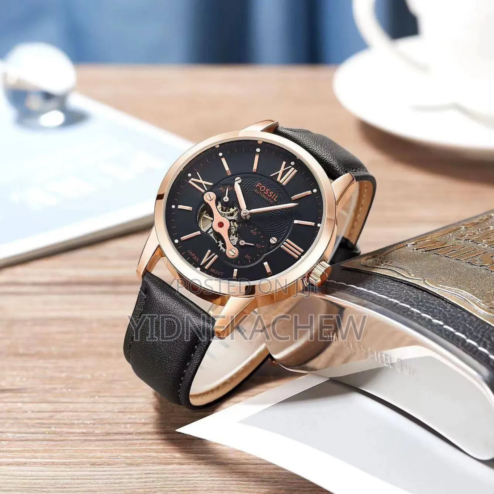 Automatic Fossil Leather Strap