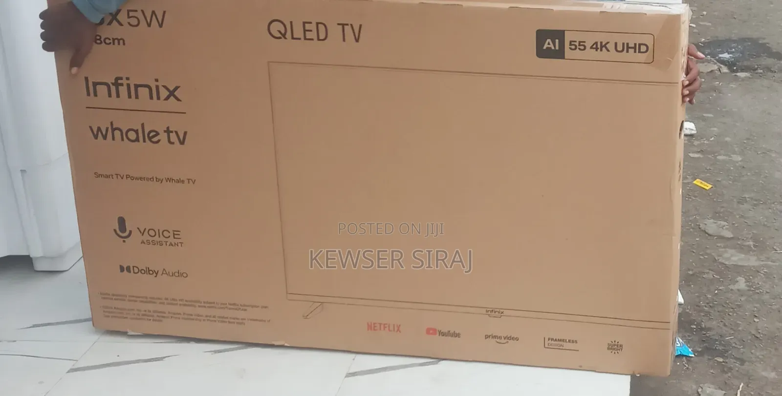 Infnix 55inch Dble Glass Smart + Bluetooth Youtube Video ፍሬምለስ