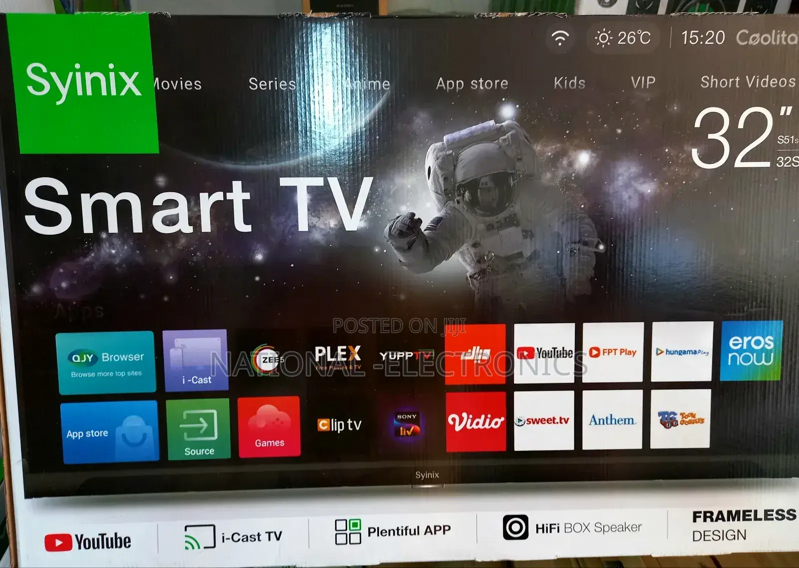 Original Syinix 32 Inch Tv Smart Frameless Hi-Fi Real Original Tv