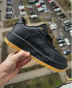 Photo - Nike Air Force 1 Luxe Black and Gum Stylish Shoes on Sale