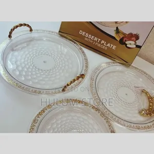 3sets Serving Acrylic Tray With Golden Handle