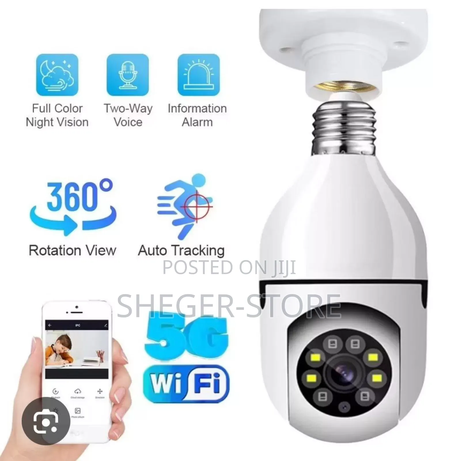 High Class Bulb Rotating Security Camera 360° ( የቤትዎትን ውሎ መከታተል የሚችሉበት
