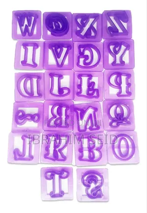 Cake Alphabet Cutter Set With Ruler, 29 Pieces - Confeitudo Purple