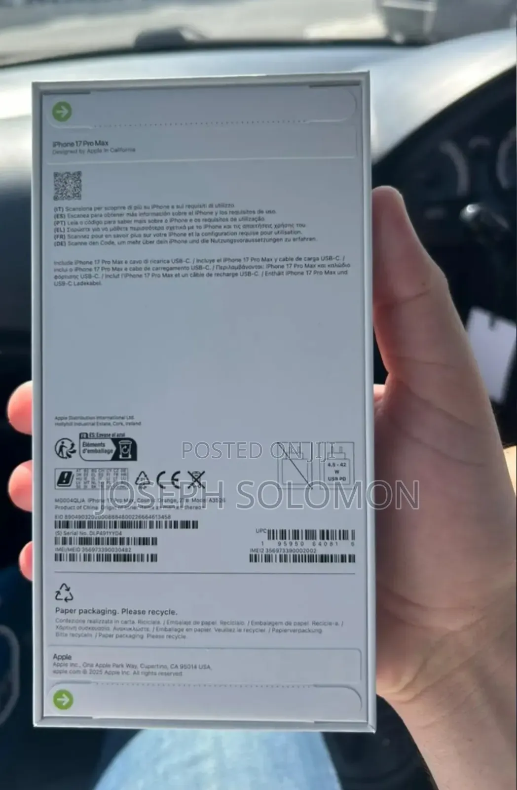 New Apple iPhone 17 Pro Max 2 TB Orange