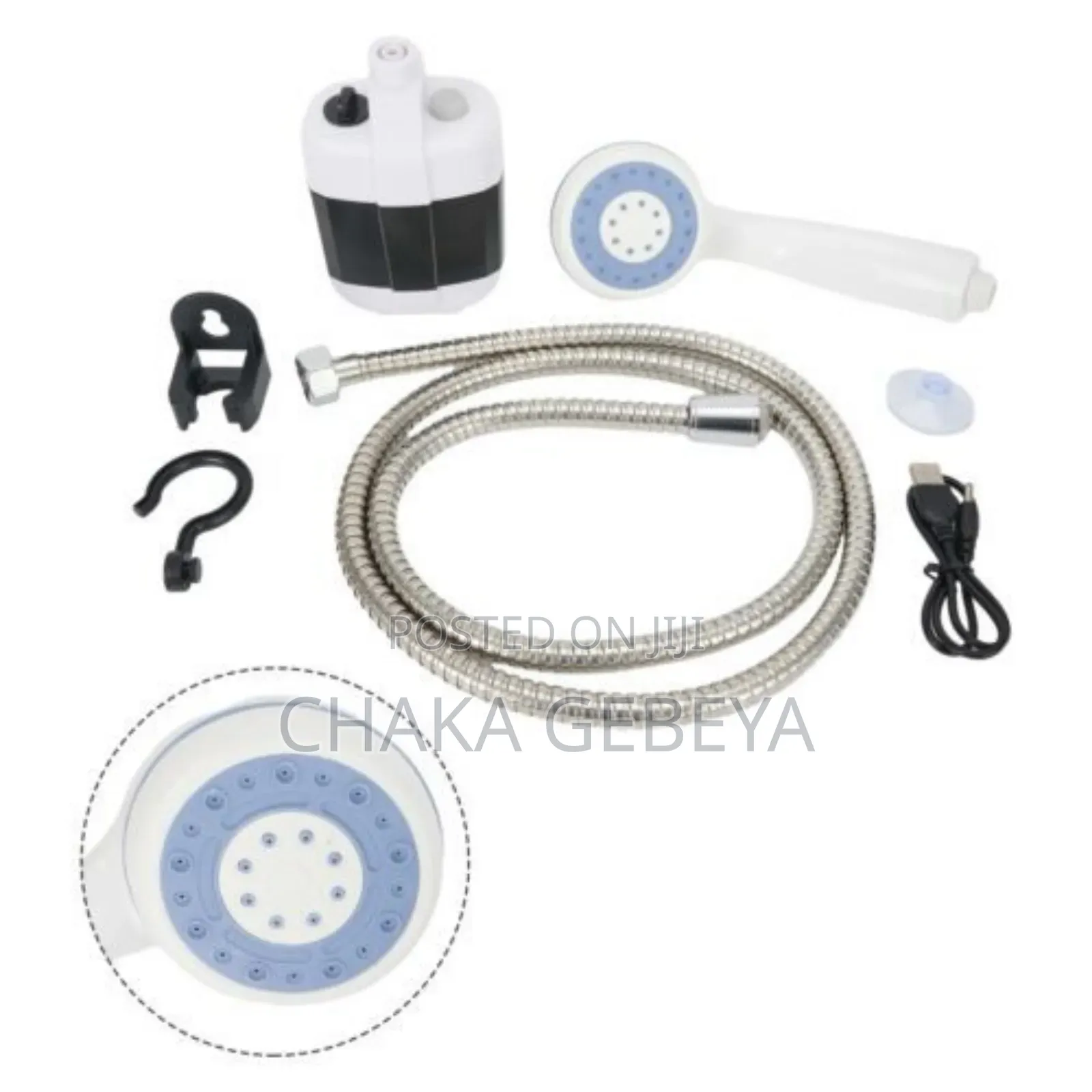 በቻርጅ የሚሰራ ተንቀሳቃሽ የውሀ ፓንፕ - Powerflow Mini Shower - 2200ma Battery