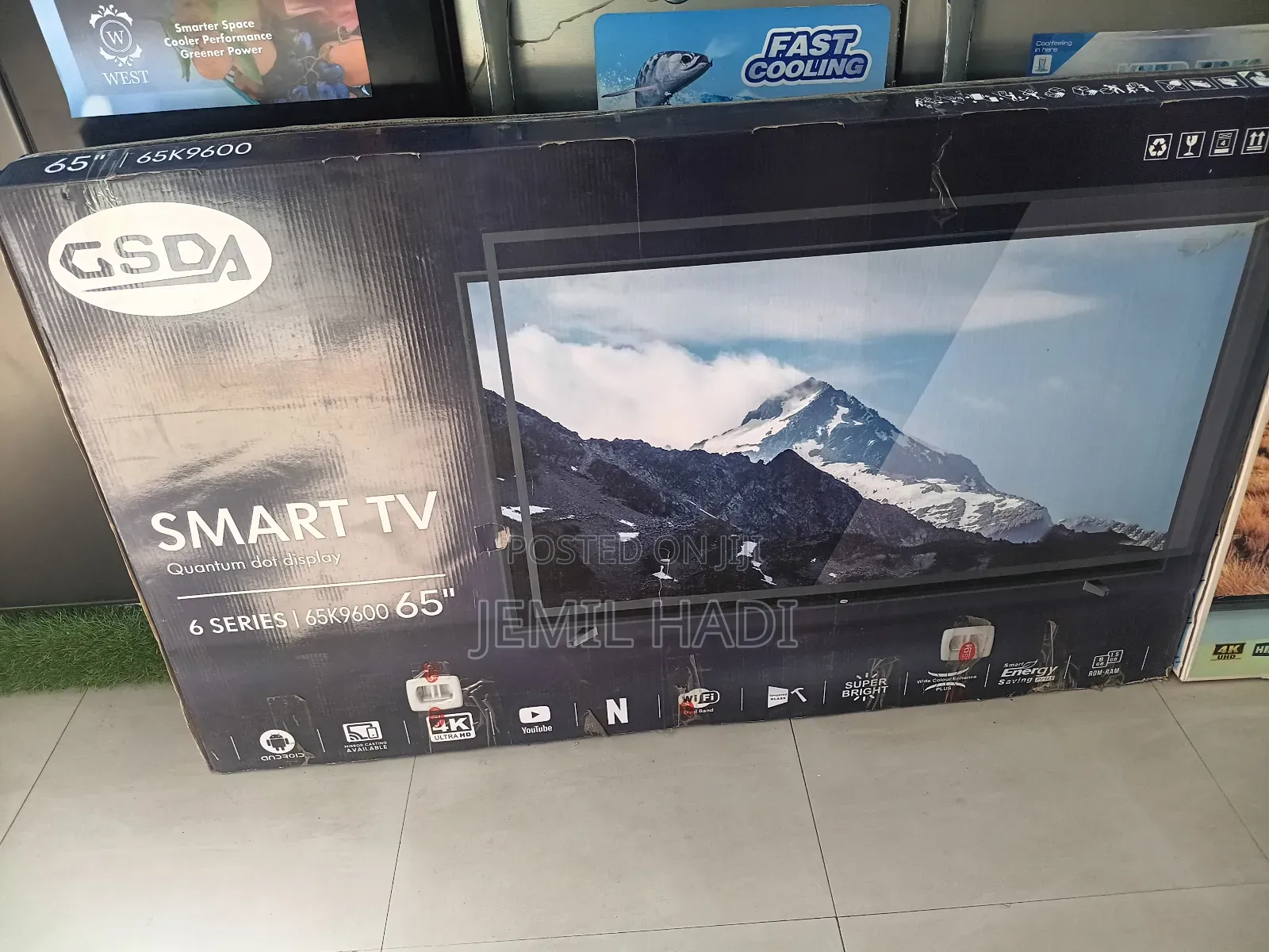 Gsda Smart Tv 65 Inch Androyd Debel Gelas
