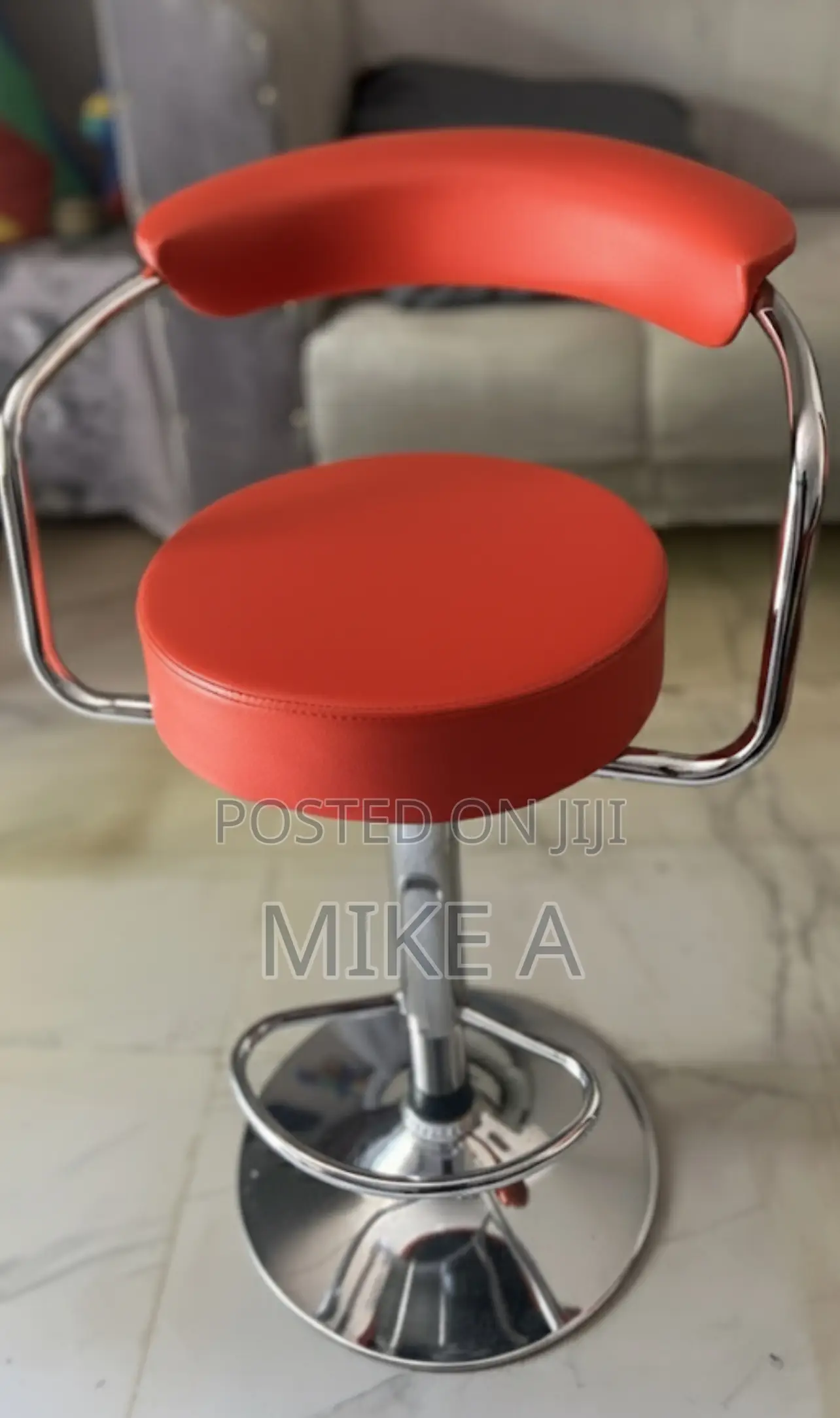 Modern Adjustable Swivel Bar Stool With Chrome Base(Chair)