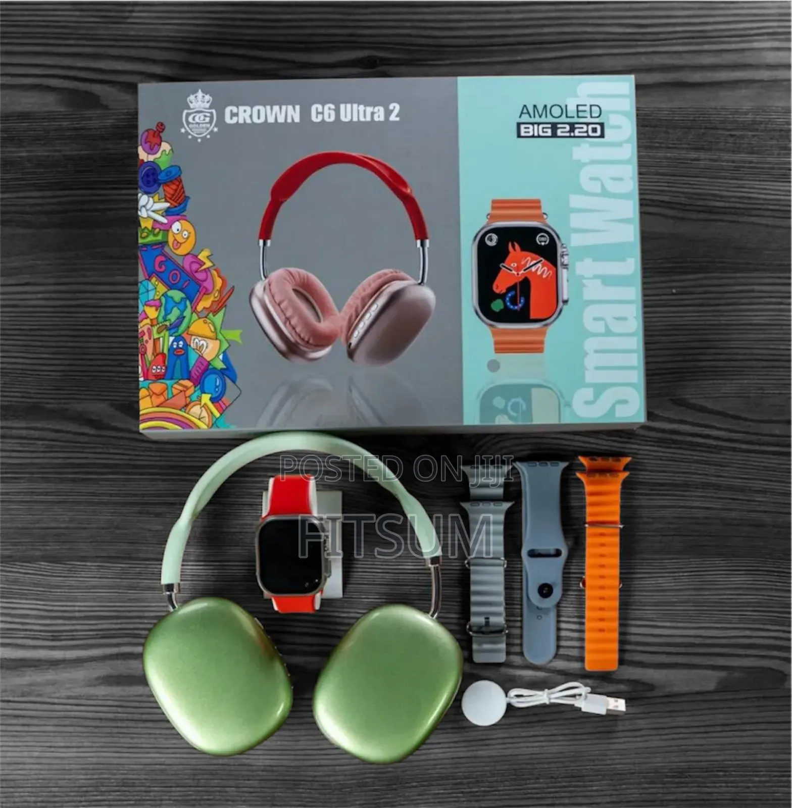 Wireless Headset With Smart Watch -Crown C6 Ultra 2