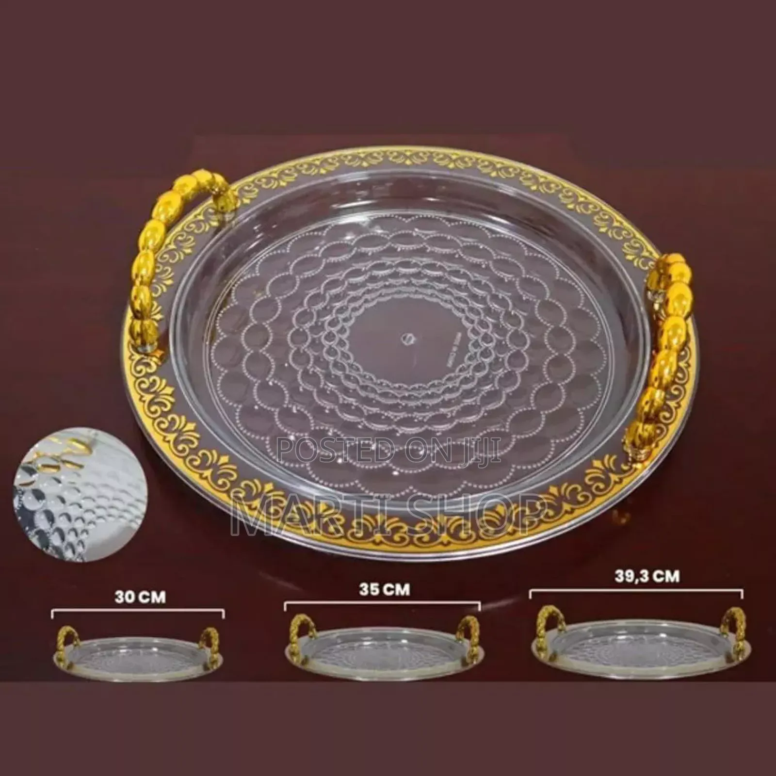 3sets Serving Acrylic Tray With Golden Handle