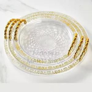 3sets Serving Acrylic Tray With Golden Handle