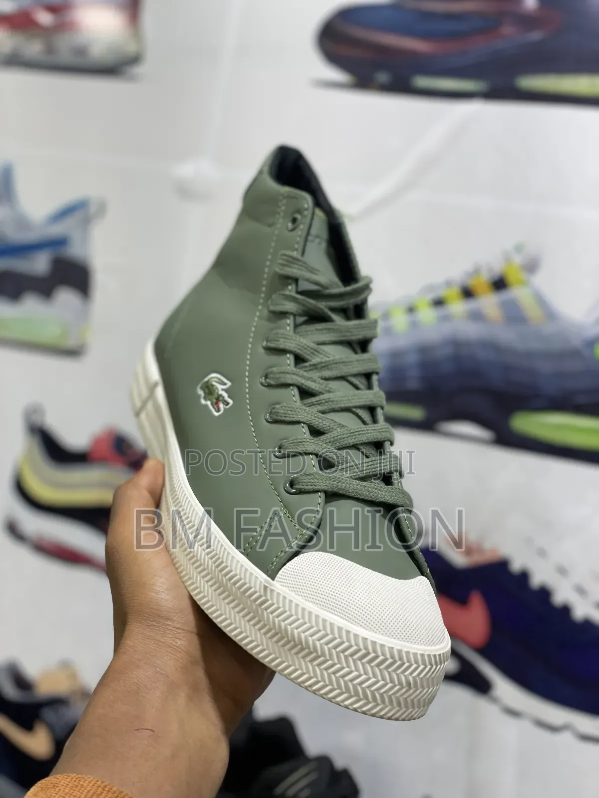 Lacoste Gripshot Mid Sneakers in a Green Color