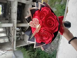 Red Ribbon/Artificial Flower Bouquet